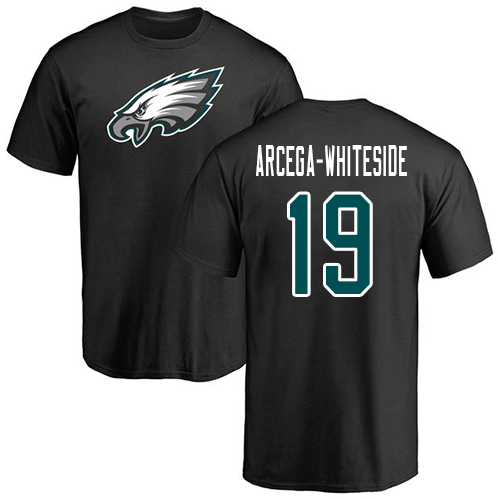 Men Philadelphia Eagles #19 JJ Arcega-Whiteside Black Name and Number Logo NFL T Shirt->nfl t-shirts->Sports Accessory